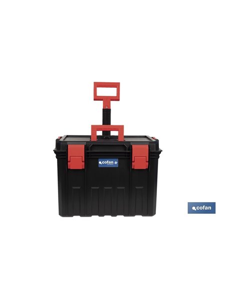 CAJA DE HERRAMIENTAS HEAVY DUTY CON ASA TELESCÓPICA Y RUEDAS 530 x 355 x 390 MM