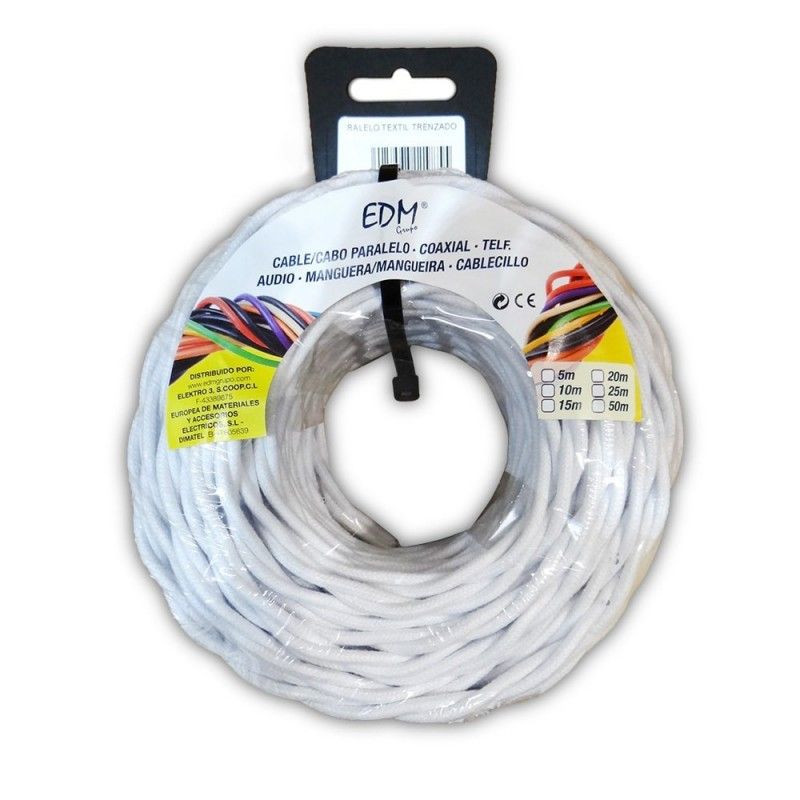 Parallel textile braided 3x2,5 white 25m