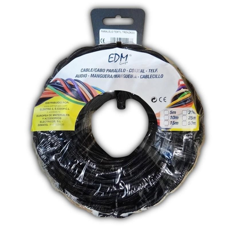 Paralelo textil trenzado 2x1,5  negro 25m