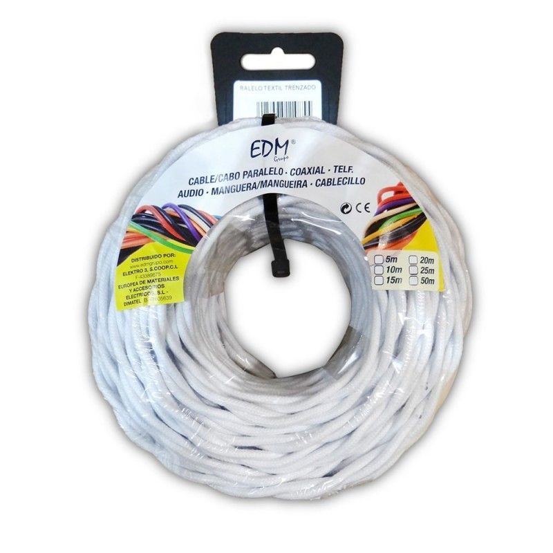 Parallel textile braided 3x2,5 white 5 meters