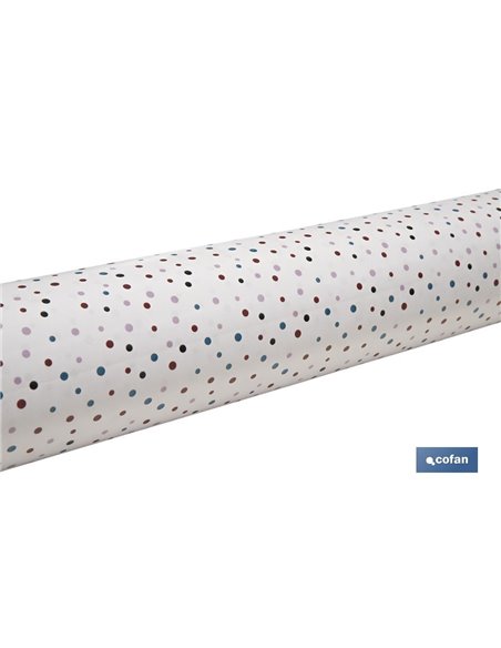ROLLO MANTEL ANTIMANCHAS 1,40 x 25m 50% ALG/50% PVC.PUNTOS