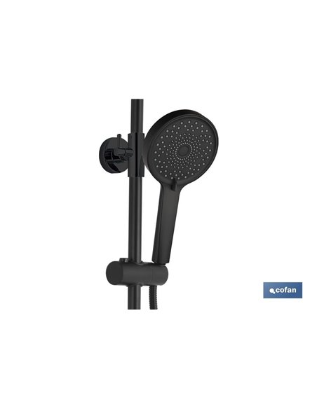 COLUMNA DE DUCHA NEGRA CON GRIFO TERMOSTATICO 90-1,40 CM