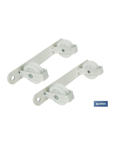 TENDEDERO FIJO DE PARED BLANCO DE DOS PIEZAS CON 2 POLEAS 20 X 6.5 X 2.5 CM