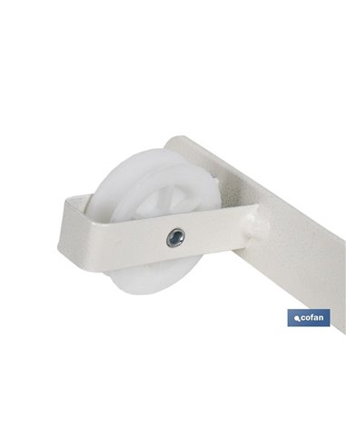 TENDEDERO FIJO DE PARED BLANCO DE DOS PIEZAS CON 3 POLEAS 31 X 6.5 X 2.5 CM
