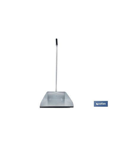 RECOGEDOR INDUSTRIAL GALVANIZADO CON GOMA Y MANGO CURVO