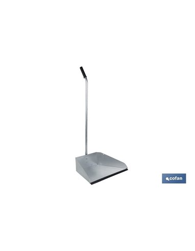 RECOGEDOR INDUSTRIAL GALVANIZADO CON GOMA Y MANGO CURVO