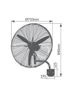 Ventilador de pared Thuwa Ø71cm 200W Negro 2