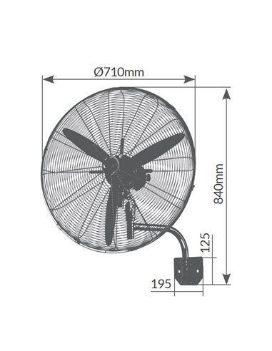 Ventilador de pared Thuwa Ø71cm 200W Negro