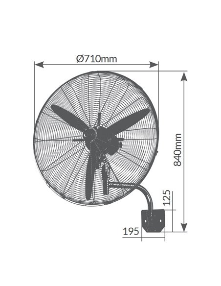 Ventilador de pared Thuwa Ø71cm 200W Negro