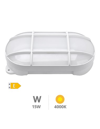 Aplique LED ovalado Cercis con rejilla 15W 4000K Blanco