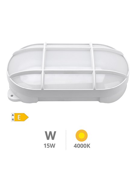 Aplique LED ovalado Cercis con rejilla 15W 4000K Blanco
