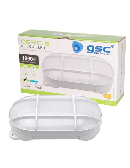 Aplique LED ovalado Cercis con rejilla 15W 4000K Blanco