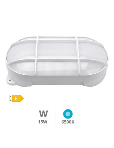 Aplique LED ovalado Cercis con rejilla 15W 6500K Blanco