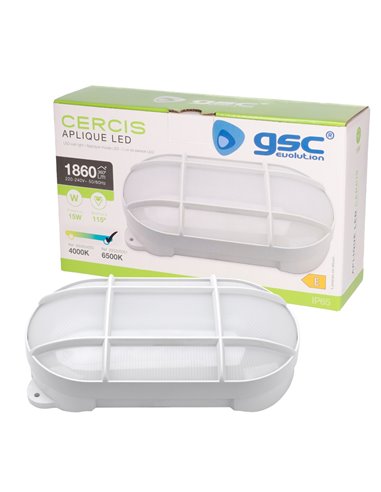 Aplique LED ovalado Cercis con rejilla 15W 6500K Blanco