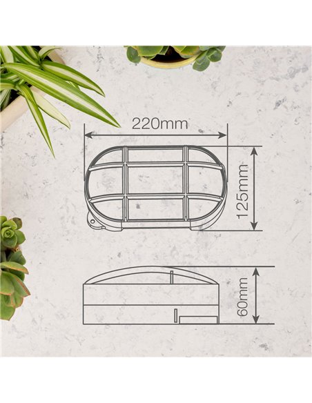 Aplique LED oval Cercis com grade 15W 6500K Branco