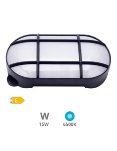 Aplique LED oval Cercis com grade 15W 6500K Preto 2