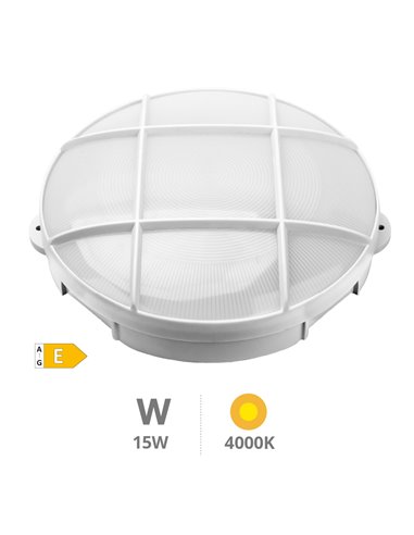 Aplique LED redondo Oxalis con rejilla 15W 4000K Blanco