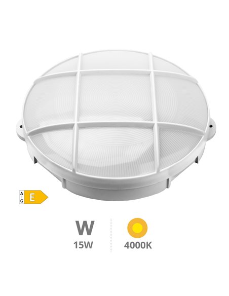 Aplique LED redondo Oxalis con rejilla 15W 4000K Blanco