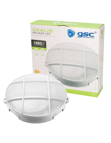 Aplique LED redondo Oxalis con rejilla 15W 4000K Blanco