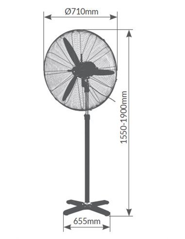 Ventilador de pie Dalheri Ø71cm 200W Negro