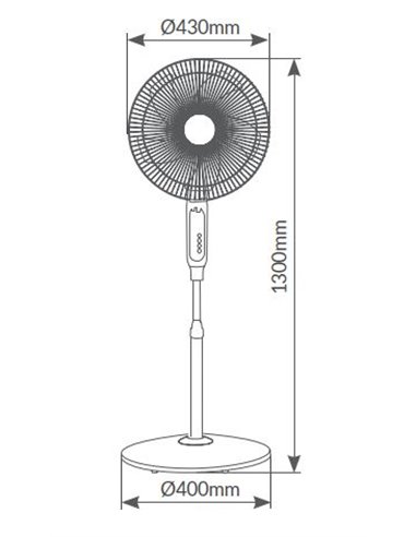 Ventilador de pie Lungra con mando y temporizador Ø43cm 50W Blanco