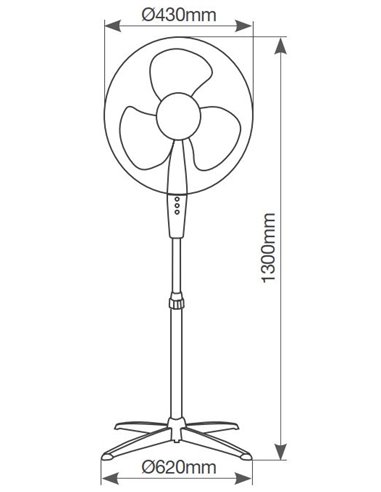 Ventilador de pie Nametil Ø43cm 45W Negro