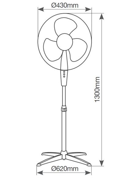 Ventilador de pie Nametil Ø43cm 45W Negro