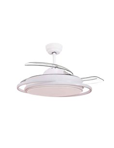 Ventilador de teto Bauala com luz CCT regulável e controle Ø107 3 lâminas DC retráteis Branco