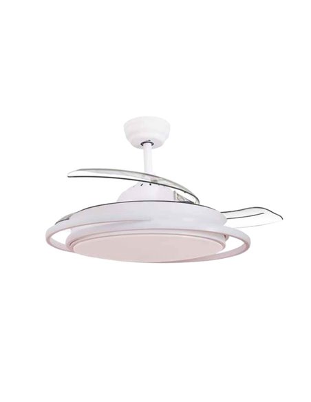 Ventilador techo Bauala con luz CCT regulable y mando Ø107 3 aspas retráctiles DC Blanco