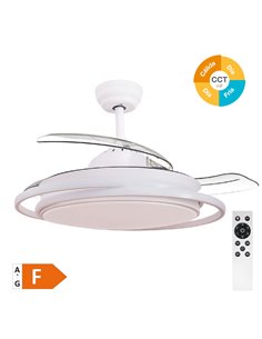 Ventilador techo Bauala con luz CCT regulable y mando Ø107 3 aspas retráctiles DC Blanco 2