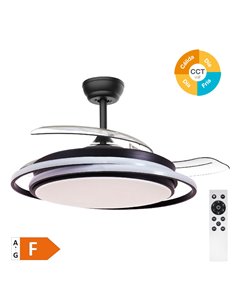 Ventilador techo Bauala con luz CCT regulable y mando Ø107 3 aspas retráctiles DC Negro 2