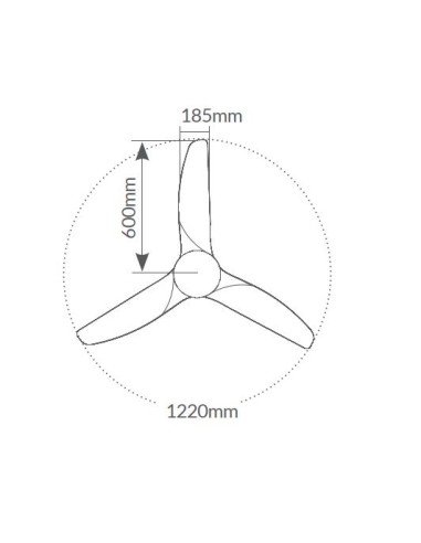 Ventilador techo Biula con luz CCT regulable y mando Ø122 3 aspas DC Negro