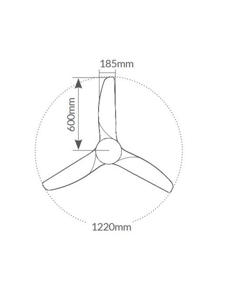 Ventilador techo Biula con luz CCT regulable y mando Ø122 3 aspas DC Negro
