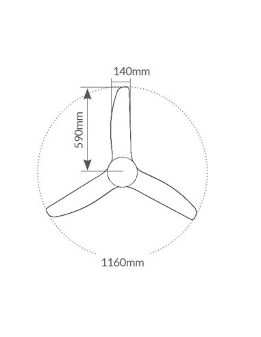 Ventilador techo Bumera con luz CCT regulable y mando Ø117 3 aspas Negro