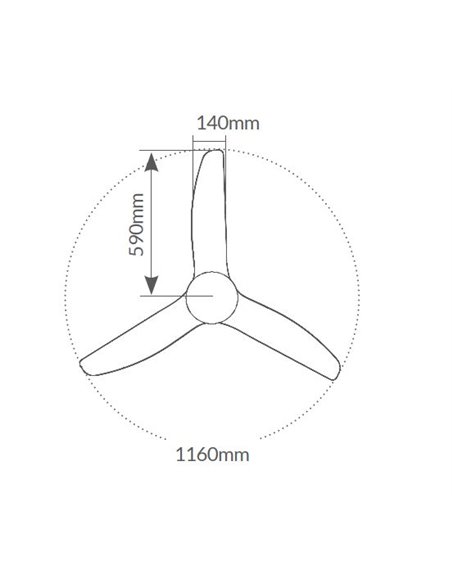 Ventilador techo Bumera con luz CCT regulable y mando Ø117 3 aspas Negro