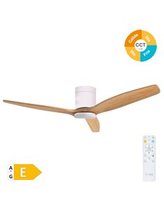 Ventilador techo Kasama con luz CCT regulable y mando Ø132 3 aspas DC Blanco 2