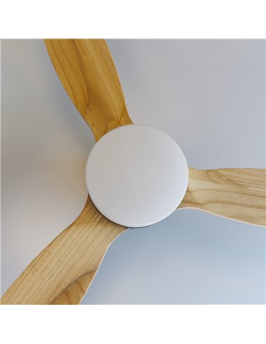 Ventilador techo Kasama con luz CCT regulable y mando Ø132 3 aspas DC Blanco