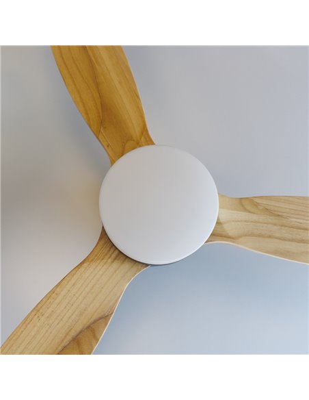 Ventilador techo Kasama con luz CCT regulable y mando Ø132 3 aspas DC Blanco