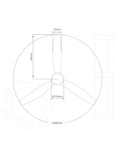 Ventilador techo Kasama con luz CCT regulable y mando Ø132 3 aspas DC Blanco