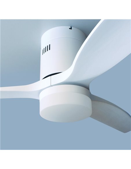 Ventilador techo Kasama con luz CCT regulable y mando Ø132 3 aspas DC Blanco