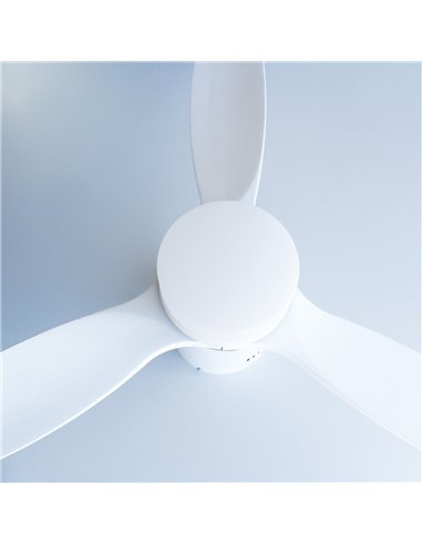 Ventilador techo Kasama con luz CCT regulable y mando Ø132 3 aspas DC Blanco