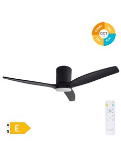 Ventilador techo Kasama con luz CCT regulable y mando Ø132 3 aspas DC Negro 2