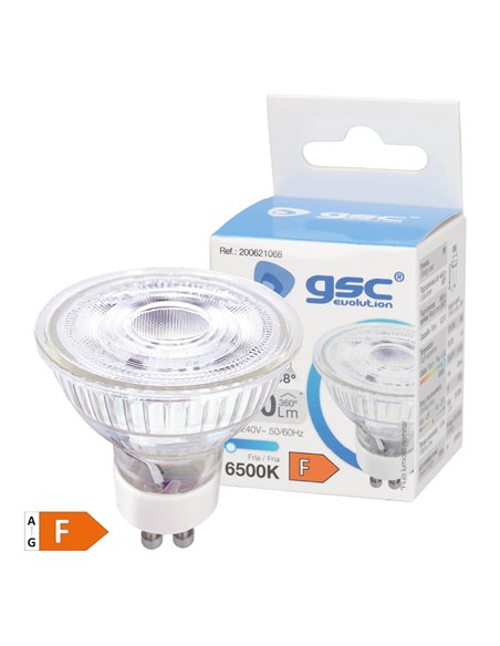 Bombilla LED dicroica cristal 38º 5W GU10 6500K