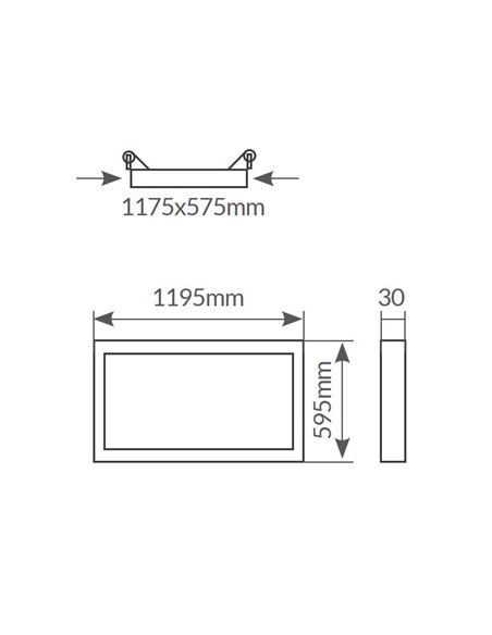 Panel empotrable LED rectangular Luena 119,5x59,5cm 60W 4200K Blanco