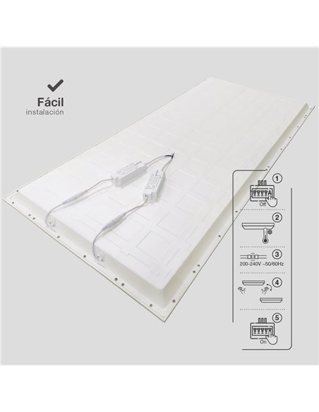 Panel empotrable LED rectangular Luena 119,5x59,5cm 60W 6000K Blanco