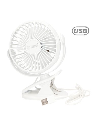 Mini ventilador USB tipo clip Fune 3W Blanco