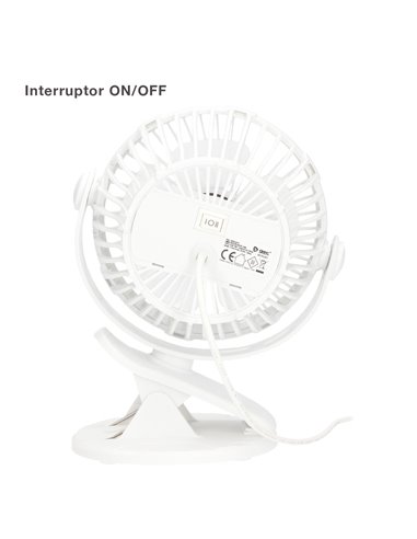 Mini ventilador USB tipo clip Fune 3W Blanco