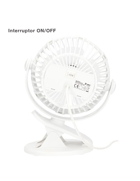 Mini ventilador USB tipo clip Fune 3W Blanco