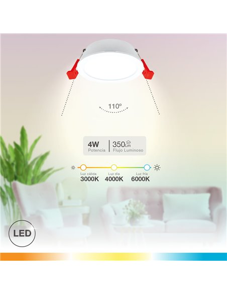 Aro redondo empotrable compacto LED Lumati 4W 3000 - 4000 - 6000K Blanco