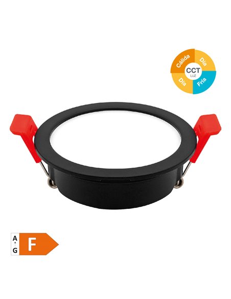 Aro redondo empotrable compacto LED Lumati 7W 3000 - 4000 - 6000K Negro